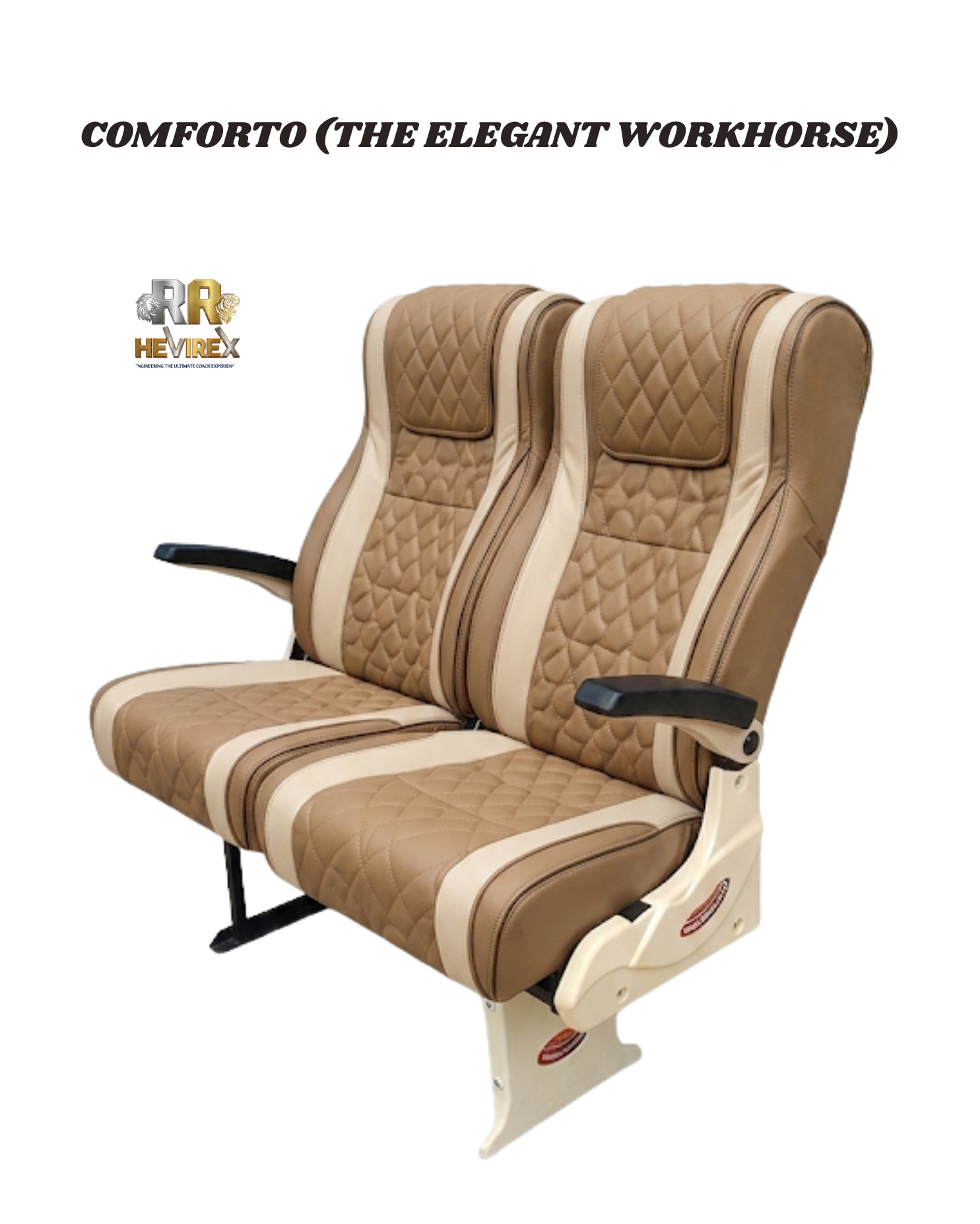 RR Hevirex Comforto MODEL RRH-F04 — durable high-density PUF fleet bus seat for state and private bus operators, robust steel frame, reliable fleet seating manufacturer Karur Tamil Nadu